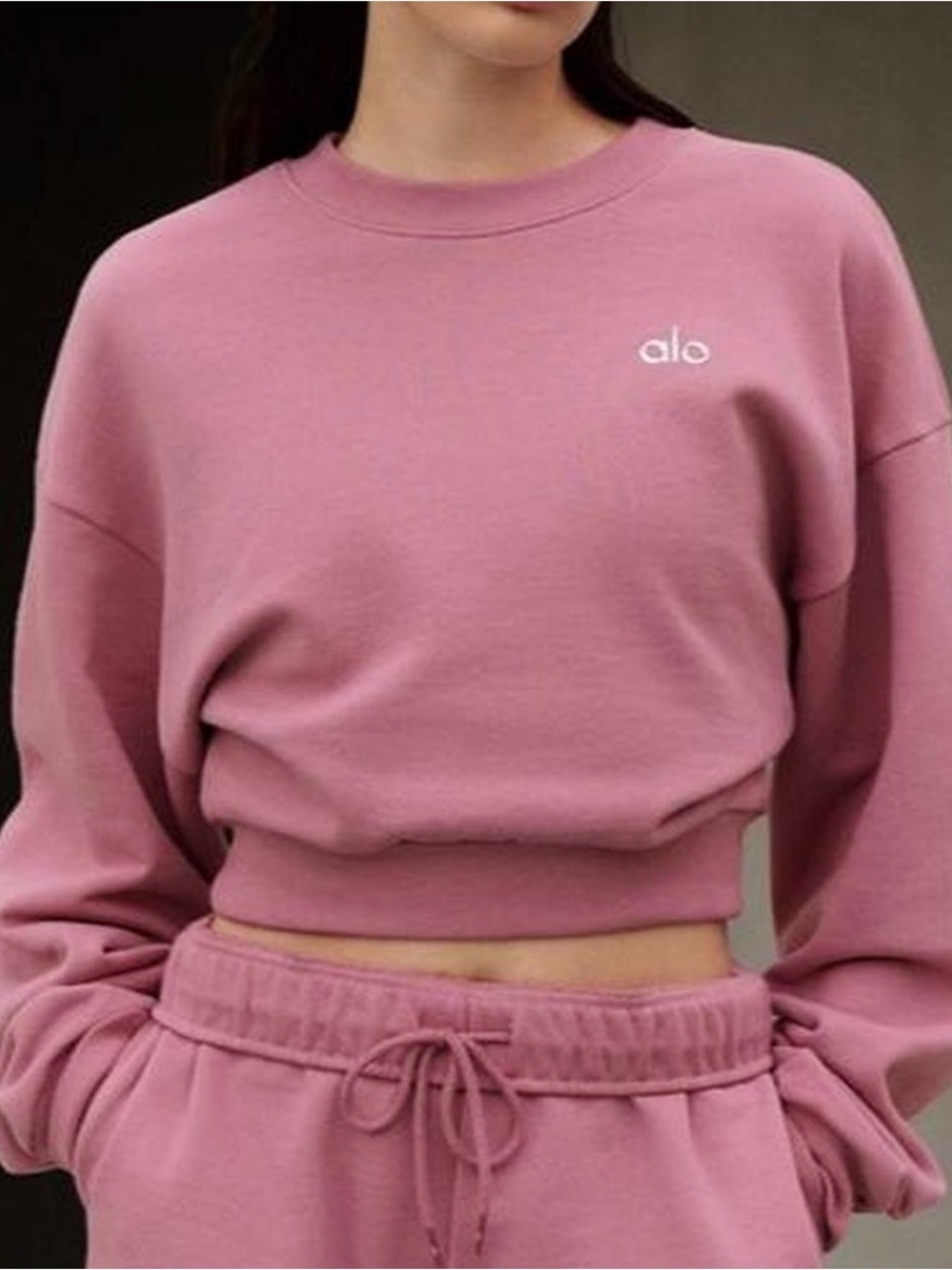 Pink Wild Rose Alo Yoga cropped sweatshirt